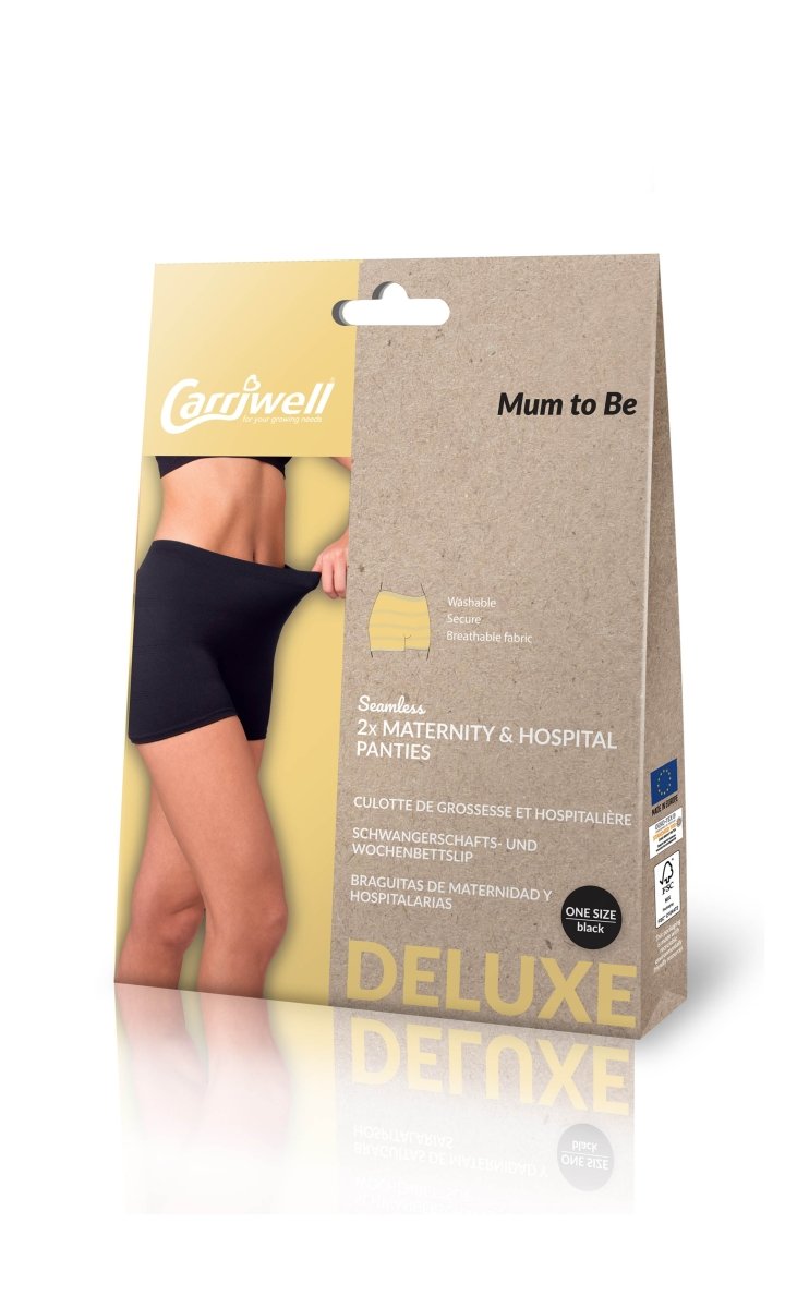 Carriwell graviditets og hospitalstrusser, sorte, onesize, 2 par#CarriwellLingerieBuump