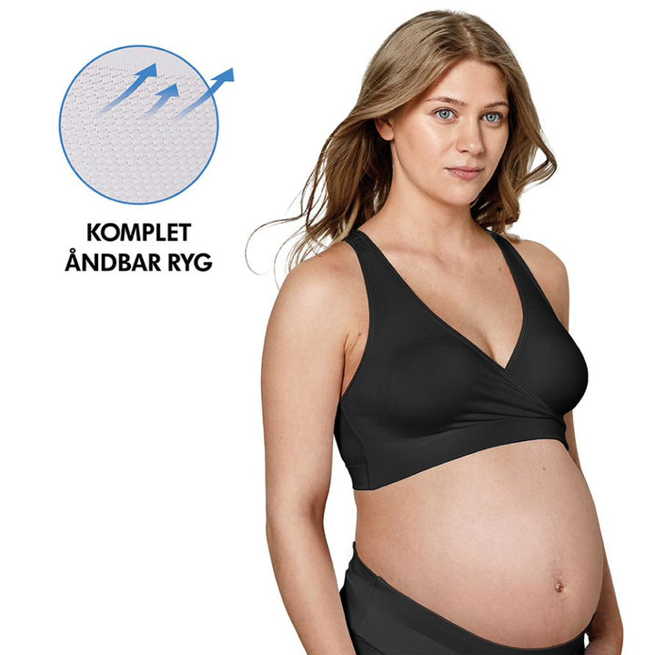 Medela Keep Cool Nat-BH, åndbar graviditets- og amme-BH, Sort