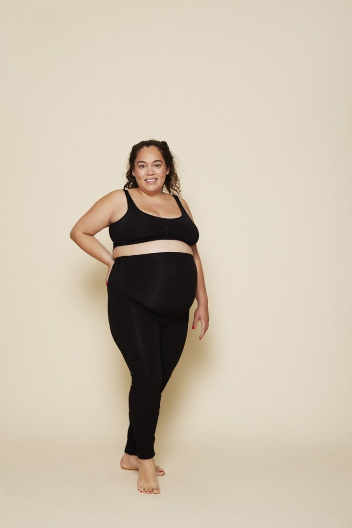 Momkind Belly support leggings, økologisk bambus, sort#MomkindClothingBuump