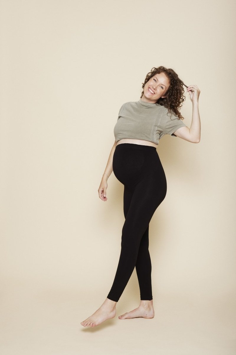 Momkind Belly support leggings, økologisk bambus, sort#MomkindClothingBuump