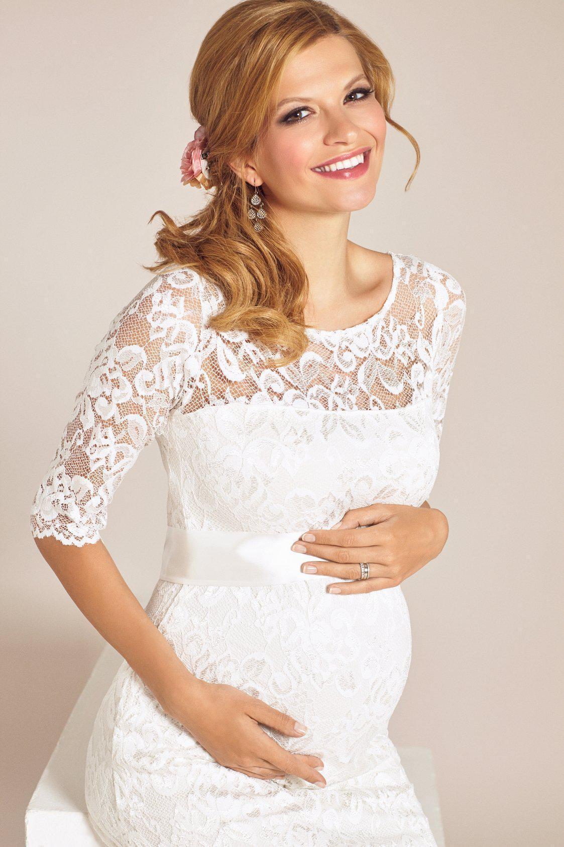 Amelia brudekjole til gravid, kort (elfenbensfarvet) fra Tiffany Rose