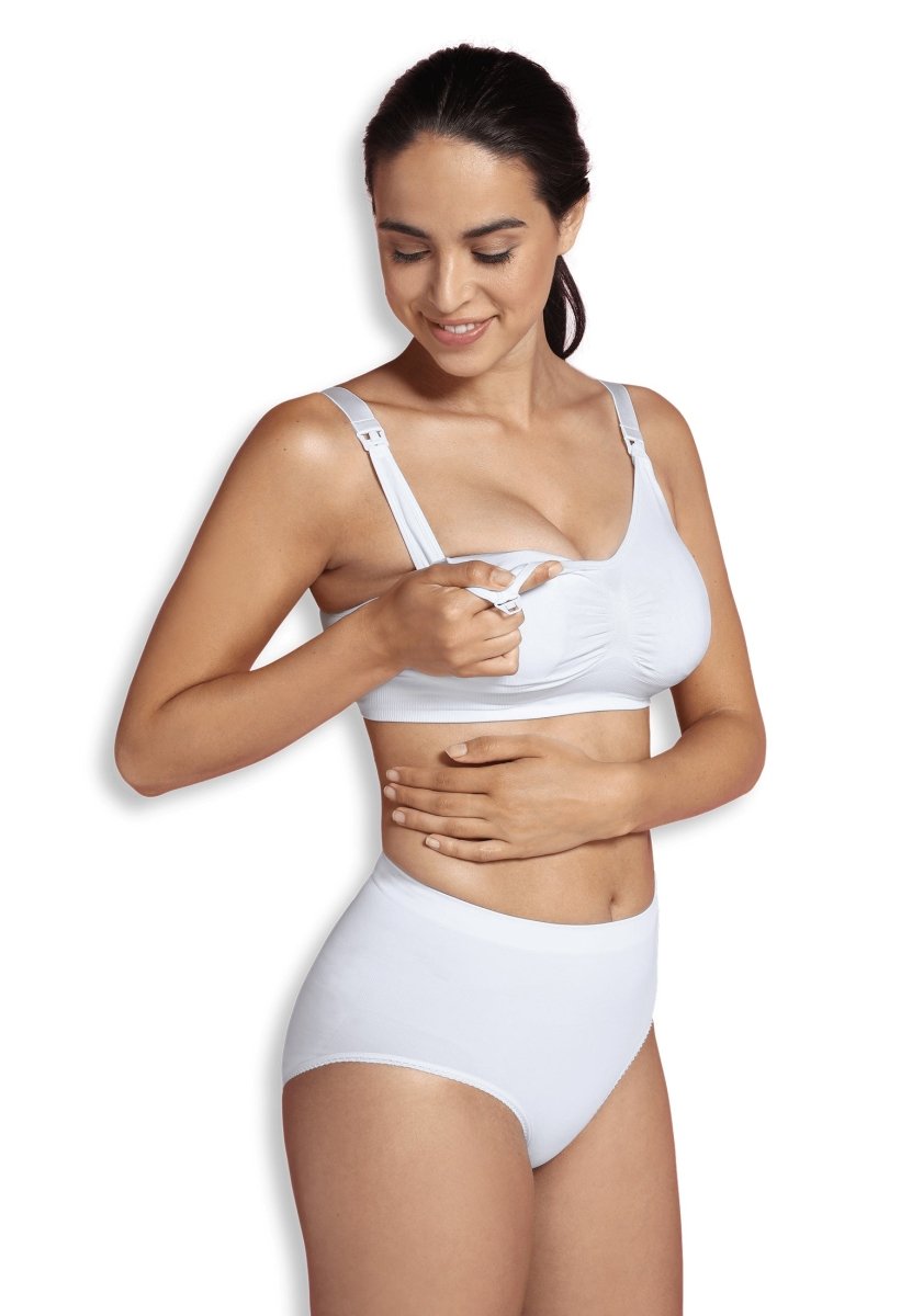 Carriwell Seamless Padded graviditets- og amme-bh med indlæg, hvid - Buump - Amme-bh - Carriwell