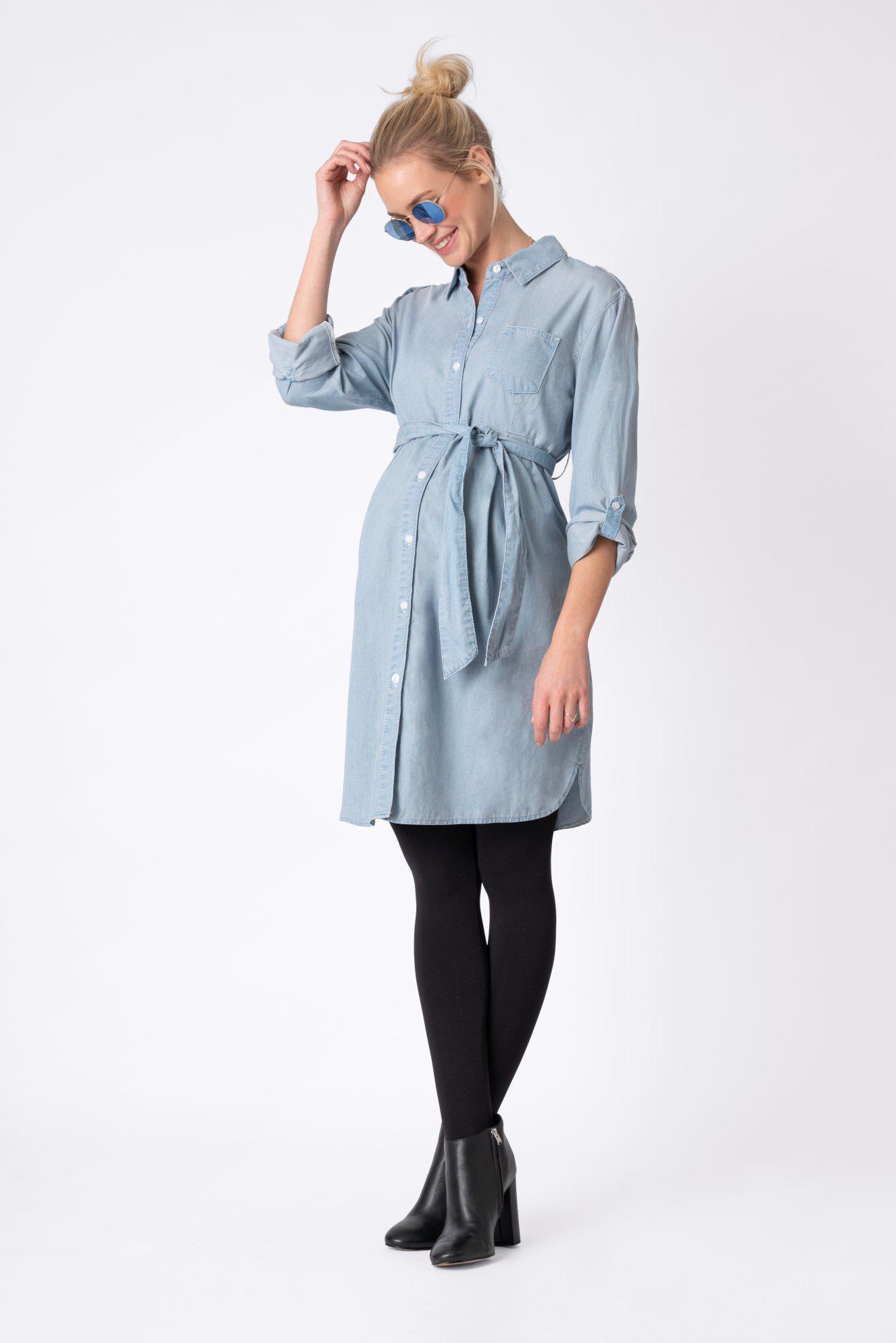 Justine denim dress-Dress-Seraphine-Expectations Copenhagen - pregnant fashion - expecting in style