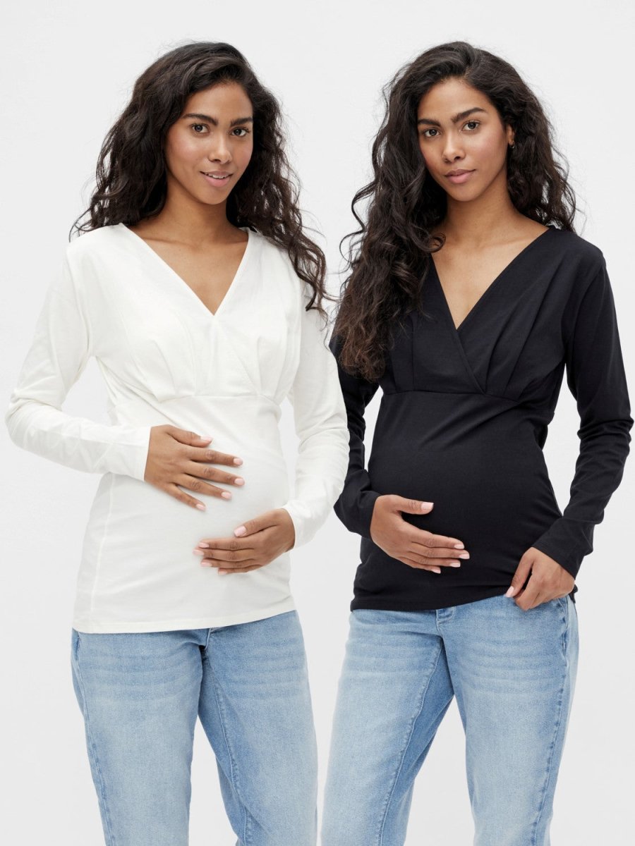 Envision Fryse ifølge Mamalicious langærmet graviditets- og amme-top, sort og hvid (twin-pac –  Expectations